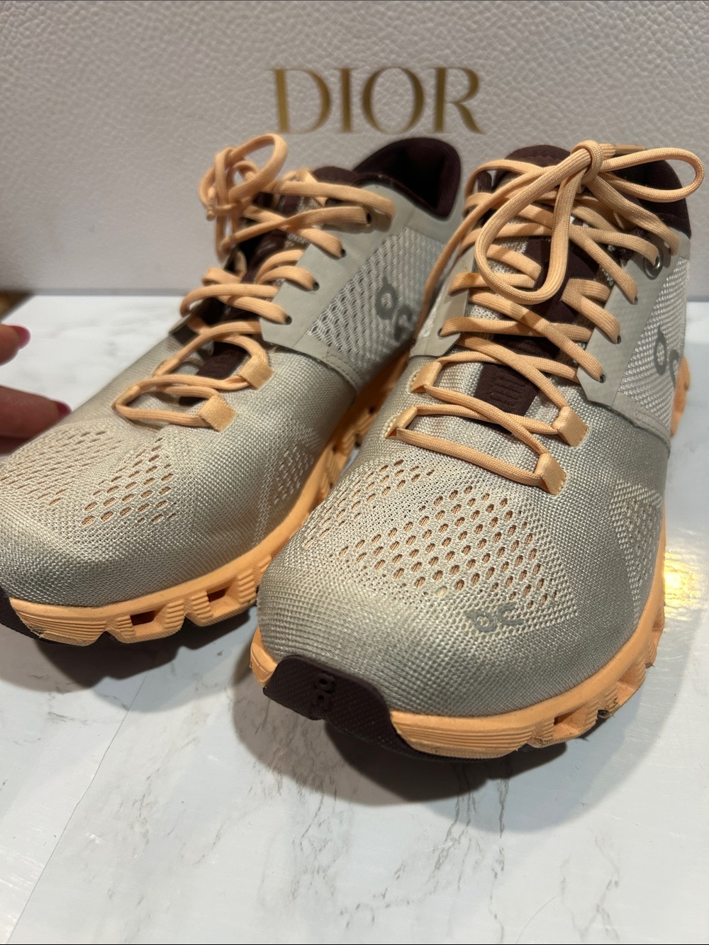 On Cloud On Running Beige & Peach Runner Sneakers - Picture 13 of 13